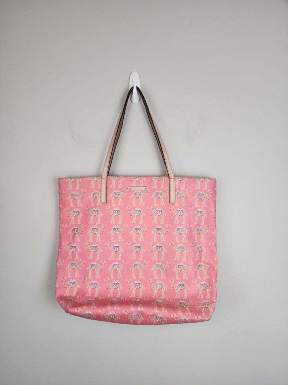 ! As Is ! Kate Spade Spice Things Up Camel Print Shopper Tote Bag DIY Repair